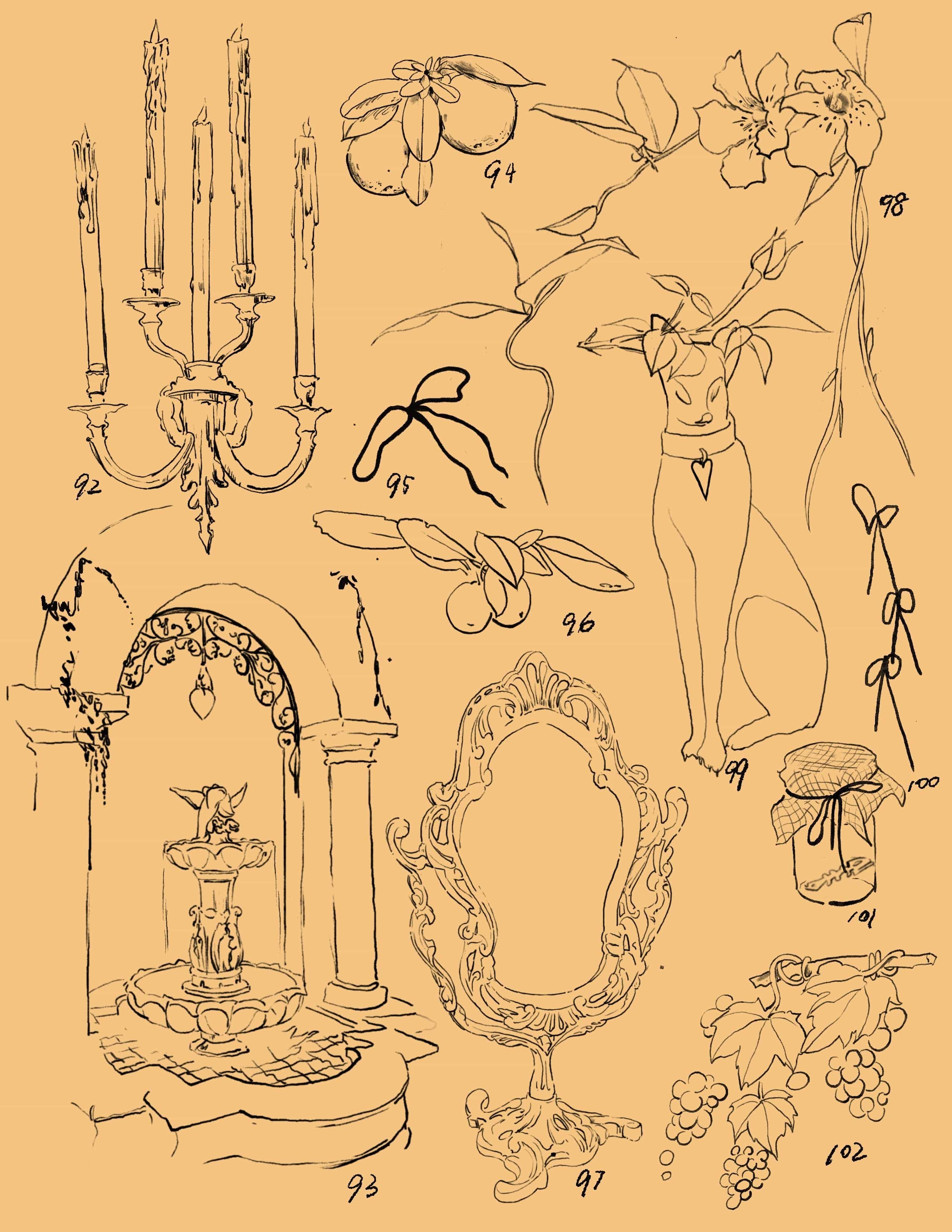 a tattoo flashsheet by @rainfrog.gg